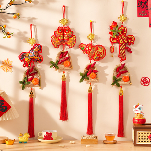 2026年马年装饰中国结挂件新年布置春节过年喜庆客厅柿子福袋挂饰