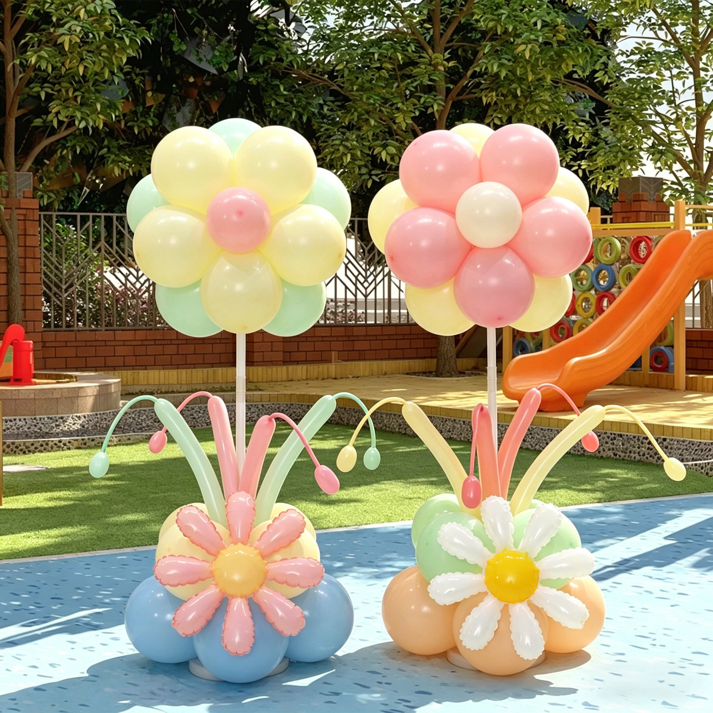 六一儿童节幼儿园活动布置气球花朵立柱门口生日派对场景装饰品