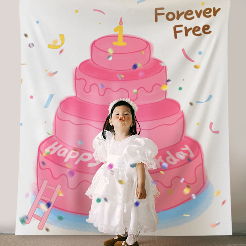 网红户外生日派对场景布置蛋糕大挂布装饰儿童露营氛围拍照背景墙