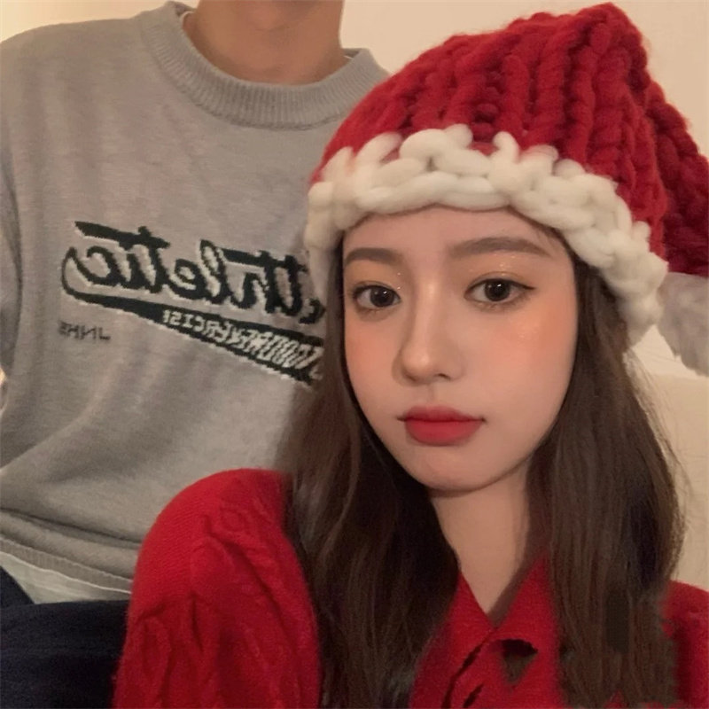 小红书同款圣诞节针织帽氛围感网红拍照装饰品红色新年礼物毛绒帽,节庆用品/礼品,圣诞装饰品,淘宝优惠券,粉丝福利购,淘宝优惠卷