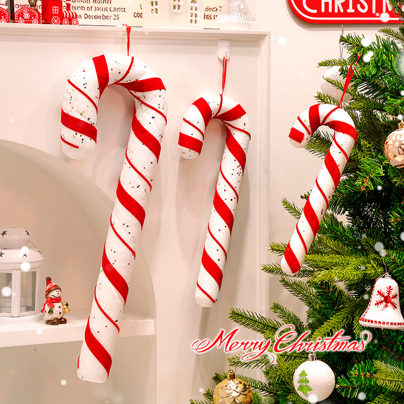 圣诞节装饰品圣诞老人泡沫拐杖幼儿园场景布置道具摆件圣诞树挂件