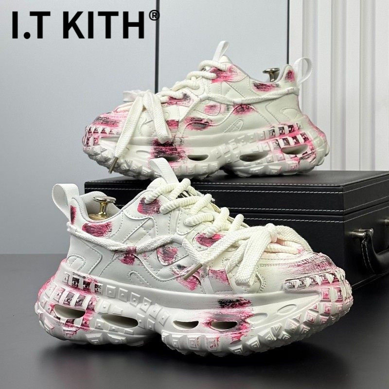 I.T KITH厚底增高老爹鞋男款2026春季新款涂鸦擦色运动鞋潮流时尚