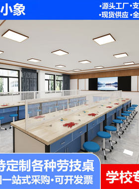 中小学劳技桌综合实践实验桌通用技术学生操作台实木台面操作课桌