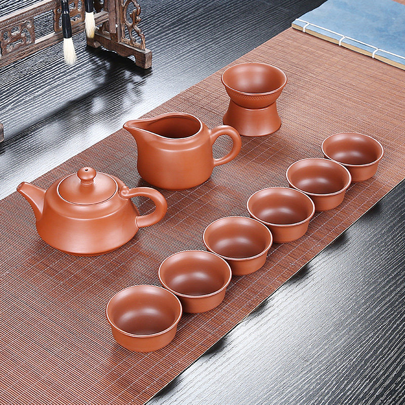 紫砂壶功夫茶具朱泥泡茶壶套装