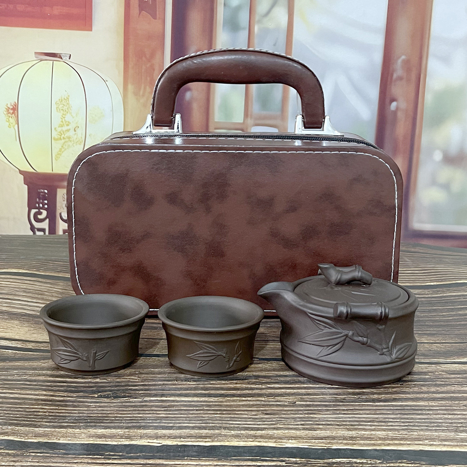 原矿紫砂壶快客杯一壶两二杯陶瓷泡茶壶携带旅行茶具套装便携包