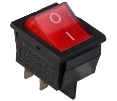 KCD4 4脚带灯船型开关 按键翘板电源开关 船形开关 红色 2档铜脚