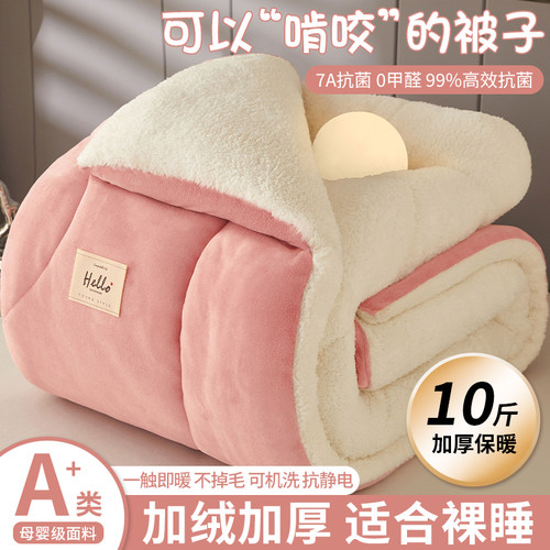 A类母婴级双面加绒加厚保暖冬被