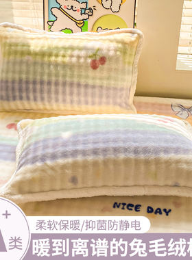 牛奶绒枕头枕套一对装新款枕芯内胆套冬48cmX74cm毛绒单个枕头套