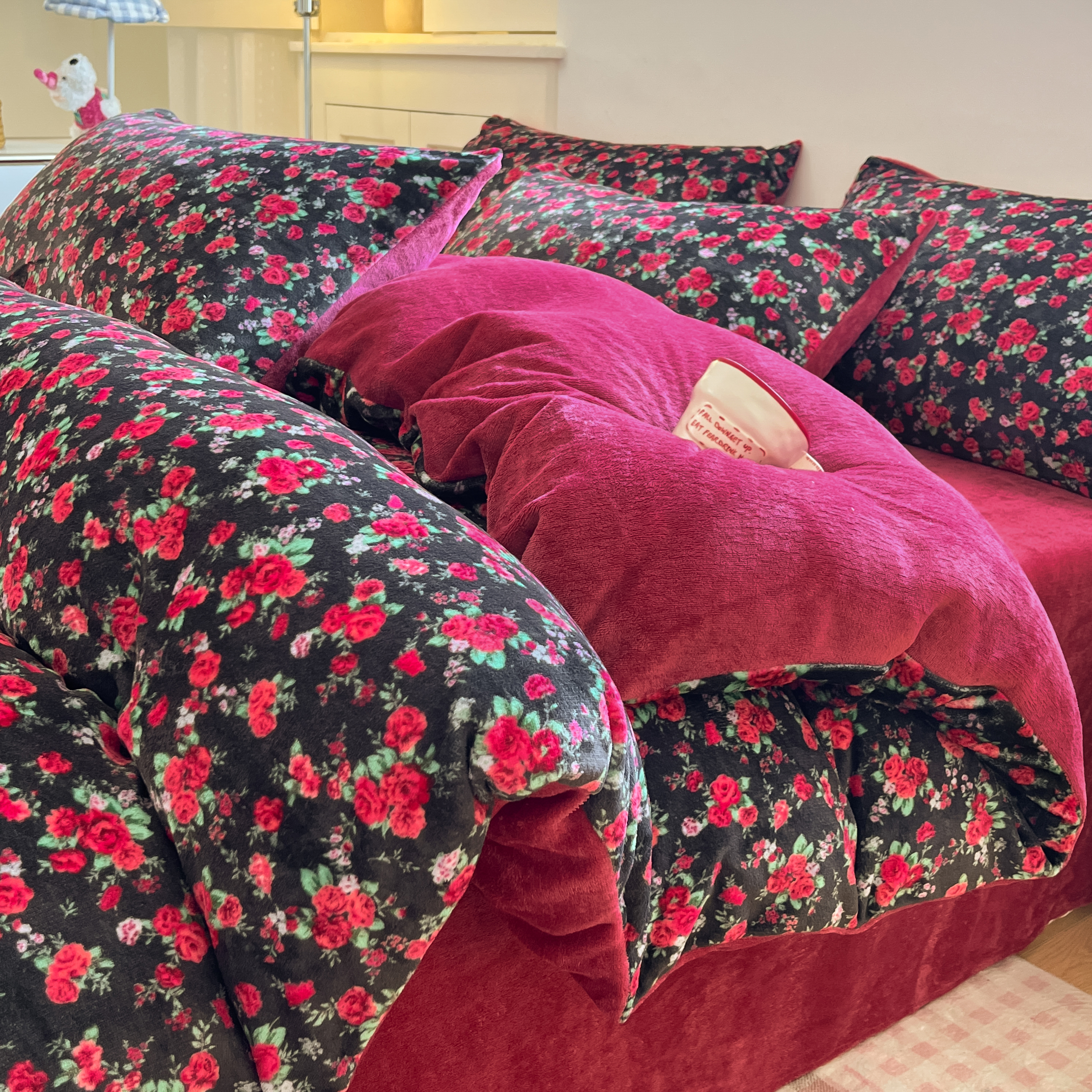 冬天加厚牛奶绒被套单件秋冬季加绒双面珊瑚绒床单四件套床上用品