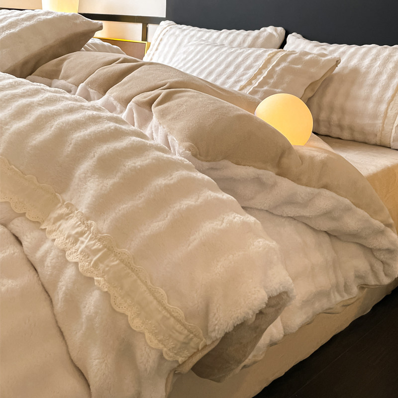 高克重加厚泡泡牛奶绒四件套