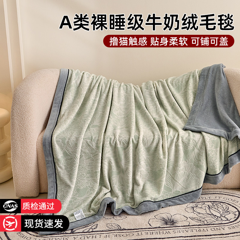 A类母婴级柔软加厚牛奶绒毛毯子