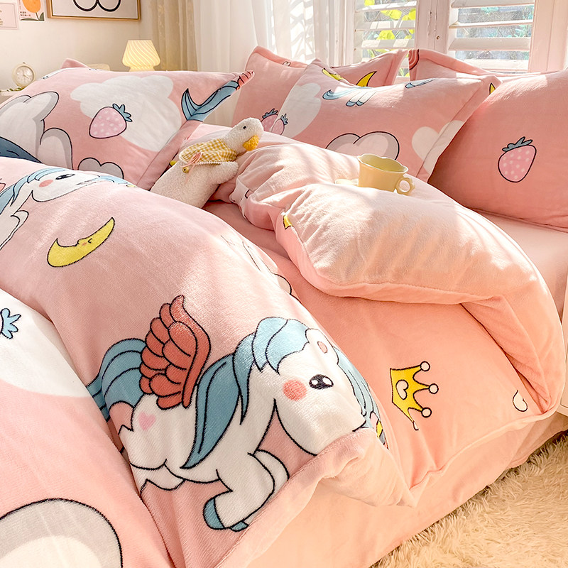 加厚牛奶绒四件套三件套冬季2025