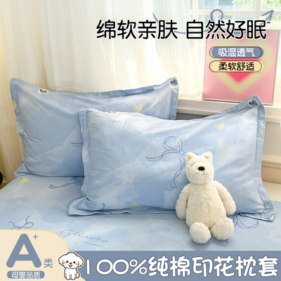 全棉枕头套单个装纯棉枕套一对装