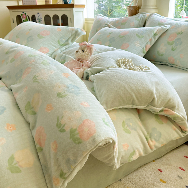 冬天加绒被套单件牛奶珊瑚绒被罩