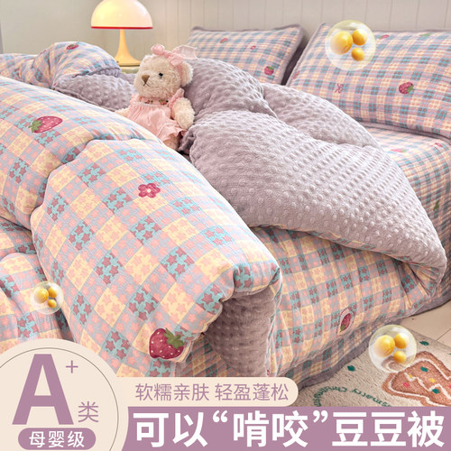 秋冬季双层纱豆豆绒被子被芯
