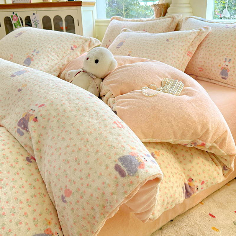 冬天加绒被套单件牛奶珊瑚绒被罩