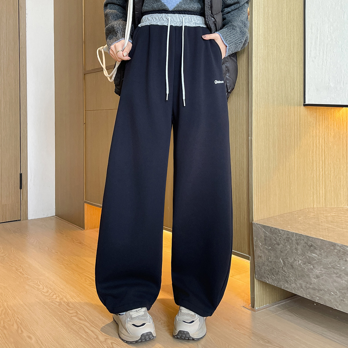 女童加绒裤子秋冬装运动裤