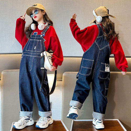 女童长裤背带裤洋气宽松裤子春秋