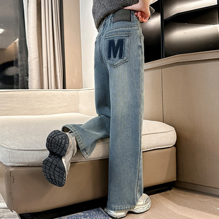 2025新款 外穿长裤 大女孩阔腿裤 儿童牛仔裤 女童裤 加绒冬装 子春秋季