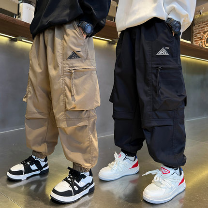 男童裤子春秋款2025新款大童冬装儿童工装裤洋气男孩休闲裤加绒潮