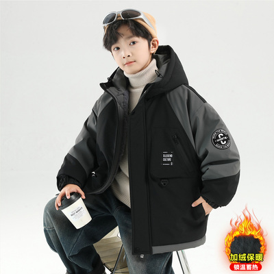 男童加绒加厚外套冬装棉衣