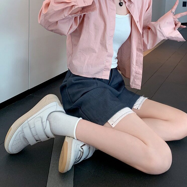 【sheii苏茵茵】笑脸女孩~acn*魔术贴厚底运动休闲鞋女小白鞋板鞋