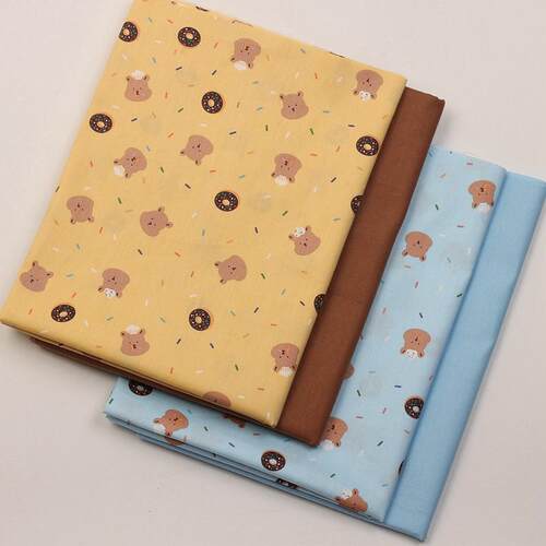 手工布料全棉卡通小熊印花布料