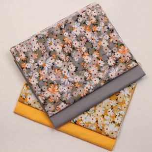 1.6米幅宽40支斜纹纯棉布料秋色雏菊印花布手工服装床品全棉面料