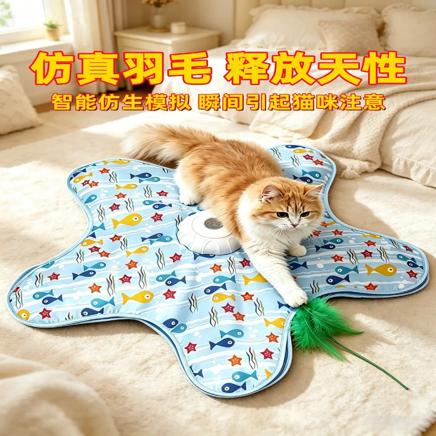 猫咪捕猎罩玩具自动转盘逗猫棒宠物躲藏罩互动玩具五角星猫咪玩具