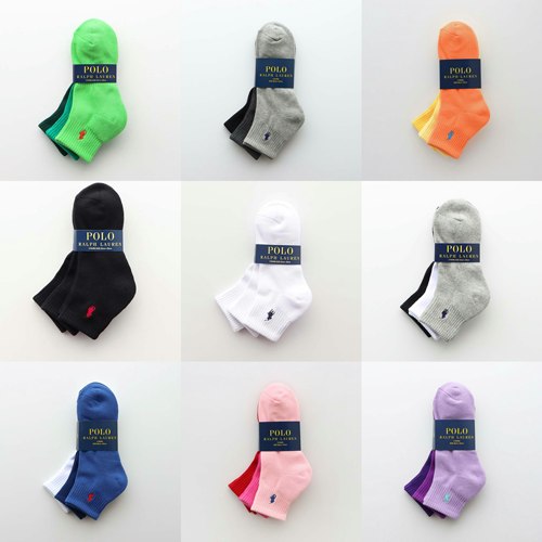 正品现货POLO RALPH LAUREN 男女同款三双装长袜高筒棉质刺绣logo