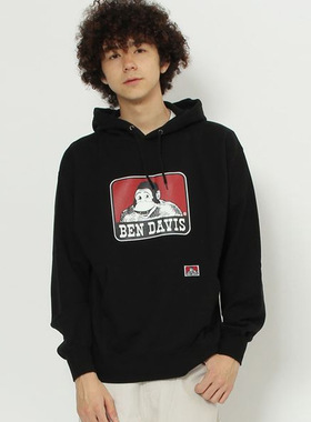 Ben Davis 日版大猩猩帽衫女LOGO字母印花情侣宽松休闲连帽卫衣男