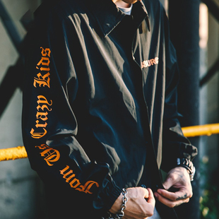 彼岸潮社 SSUR PLUS F**K 哥特标语美潮街头宽松教练夹克男女外套