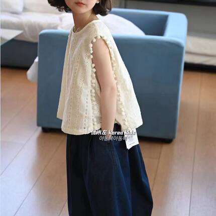 女童夏装无袖背心套装2026新款6洋气7娃娃衫9中大童8岁女孩两件套