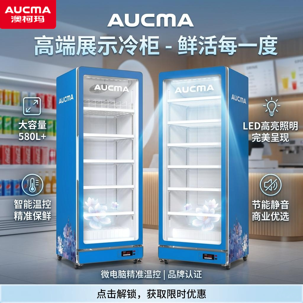 澳柯玛商用大型展示柜饮料啤酒便利店超市保鲜陈列柜冷藏620/760L