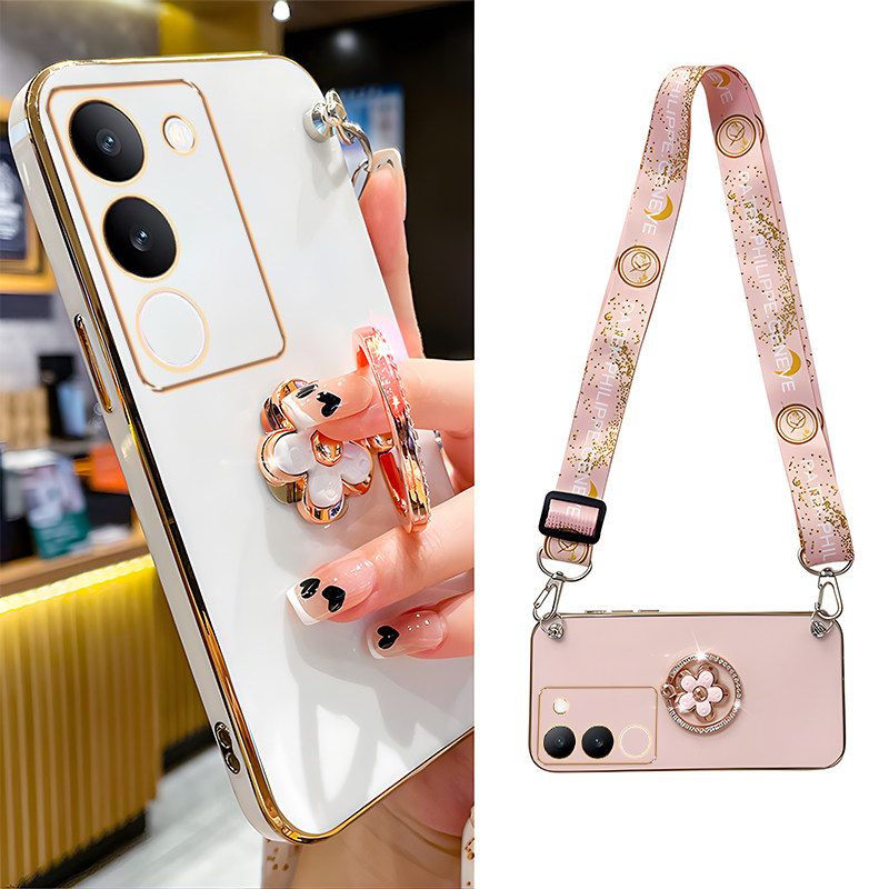 适用vivos17手机壳新款花朵指环支架s16pro镜头全包边s15防摔s12硅胶s30软壳s19斜挎s50可背S18手腕带S20挂绳