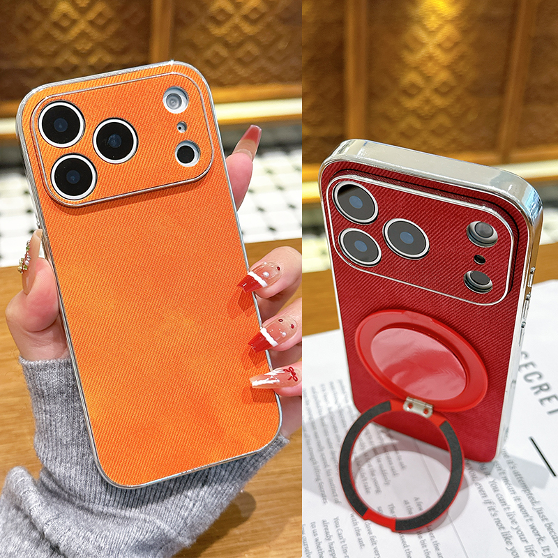 适用苹果17promax新款牛仔布纹手机壳iPhone16高级感电镀边框15硬壳14plus全包防摔12简约大气13带支架可旋转