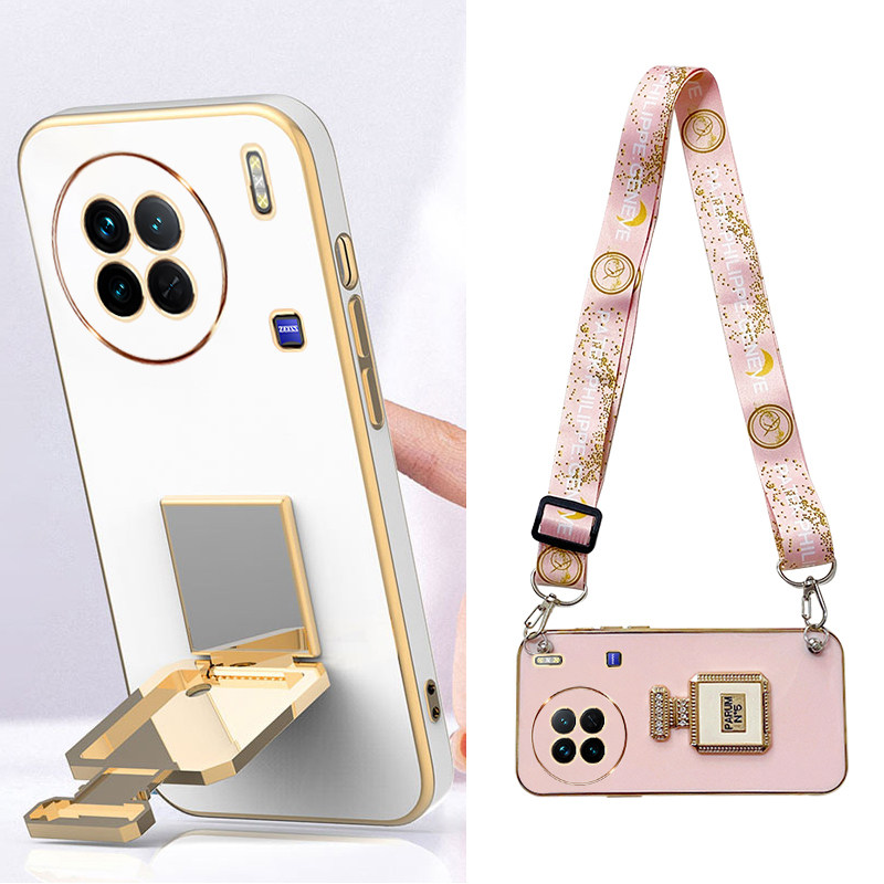 适用vivox90手机壳新款香水瓶支架x70高级感x60pro/x80补妆镜子x300镜头全包防摔软硅胶x200斜挎背带x100挂绳