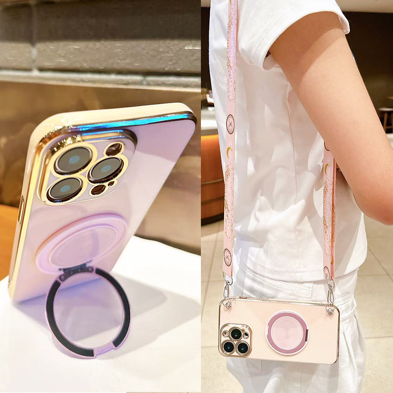 适用荣耀Magic7手机壳可磁吸充电Magic6pro指环支架旋转Magic5简约纯色全包防摔软壳硅胶Magic4斜挎背带挂绳