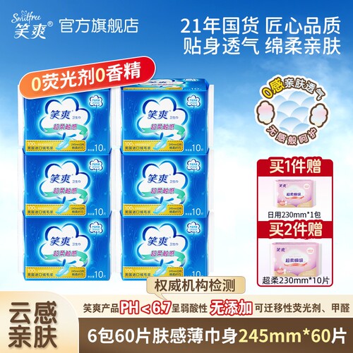 6包60片日用组合装透气卫生巾