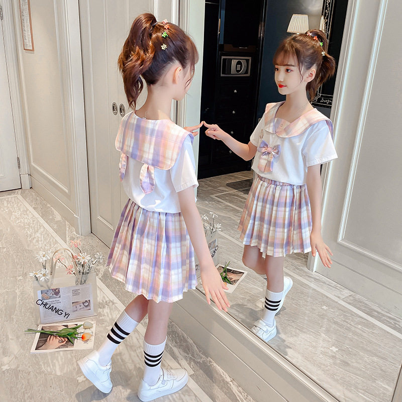 女童夏装JK套装2022新款洋气夏季学院风制服薄款可爱JK套装裙潮流|ruв категории Детская одежда, костюм - от Buy2taobao.com для оказания профессиональной услуги покупки агента Taobao