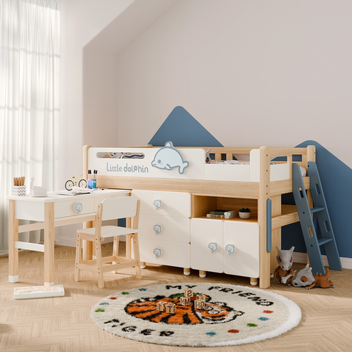 七叶木全实木小户型儿童中高床