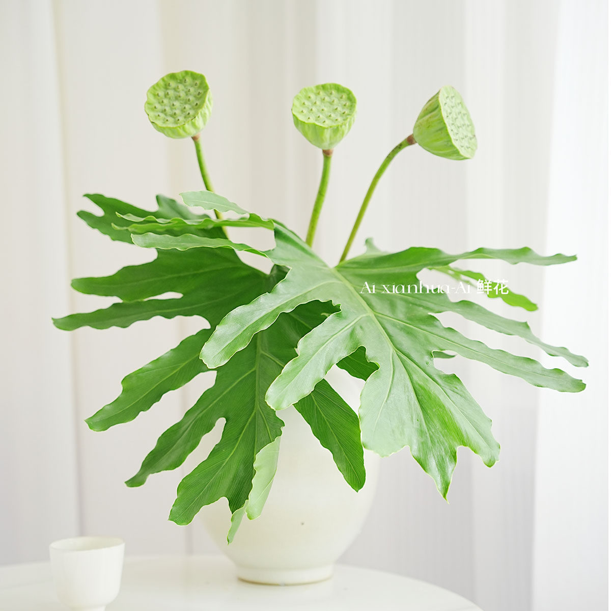 夏日限定清凉新鲜小众插花绿色莲蓬花束鲜花家居水养花期长空运