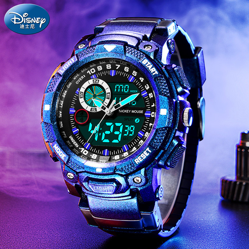 迪士尼儿童电子手表男童学生防水男款小学生男孩机械男生电子表男