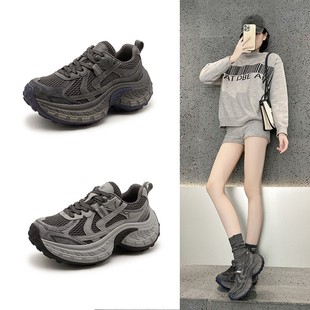 明星厚底老爹鞋女2025冬季加绒小个子增高巨好看不累脚运动休闲鞋