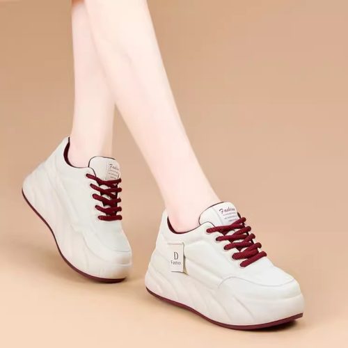 运动真皮小白鞋小个子增高老爹鞋