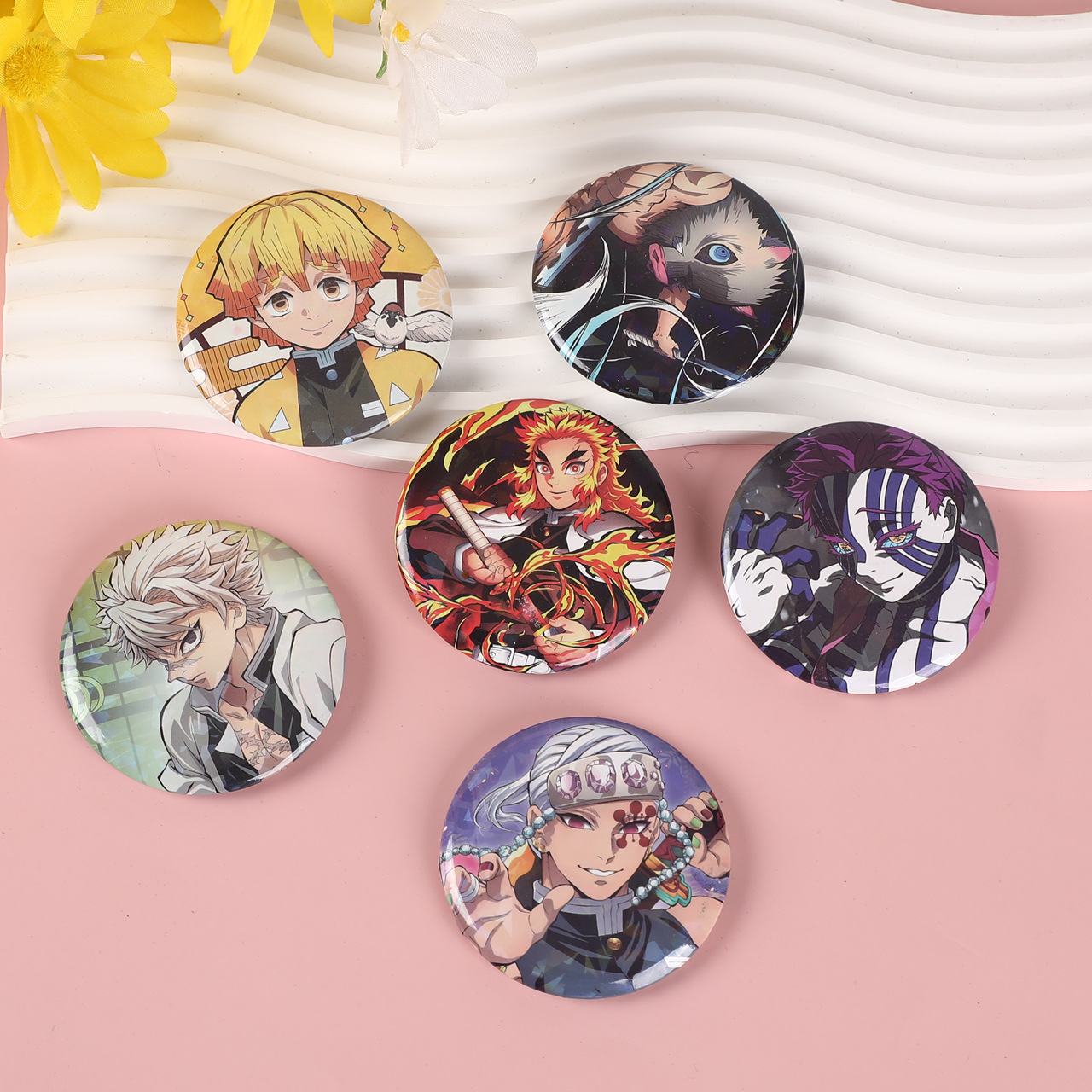 鬼灭之刃镭射玻璃碎吧唧动漫徽章