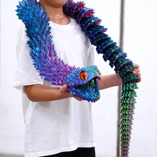 3D打印可伸缩张嘴毒蛇摆件玩具