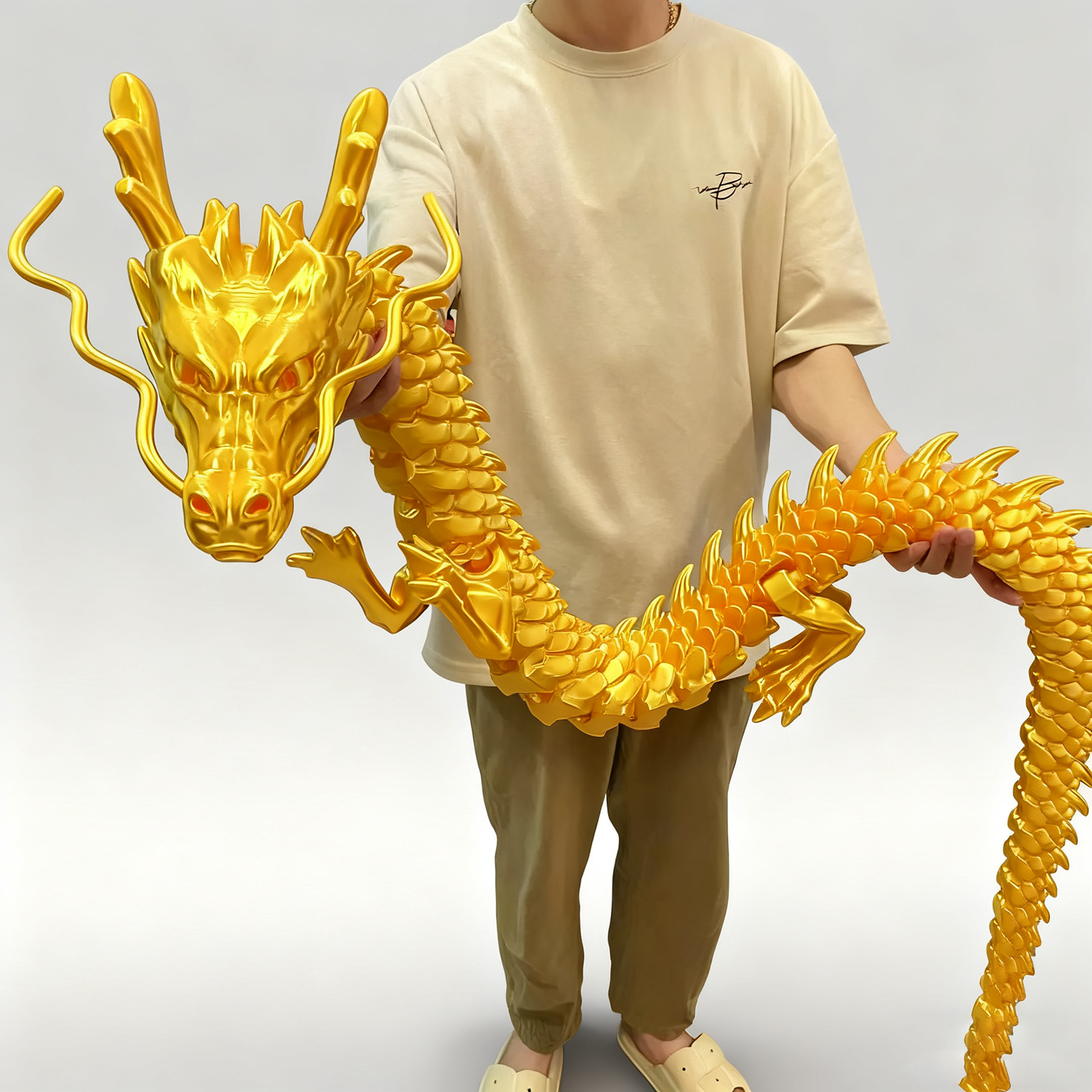 3D打印中国龙水晶龙关节可动飞龙桌面摆件造景手办工艺玩具地摊