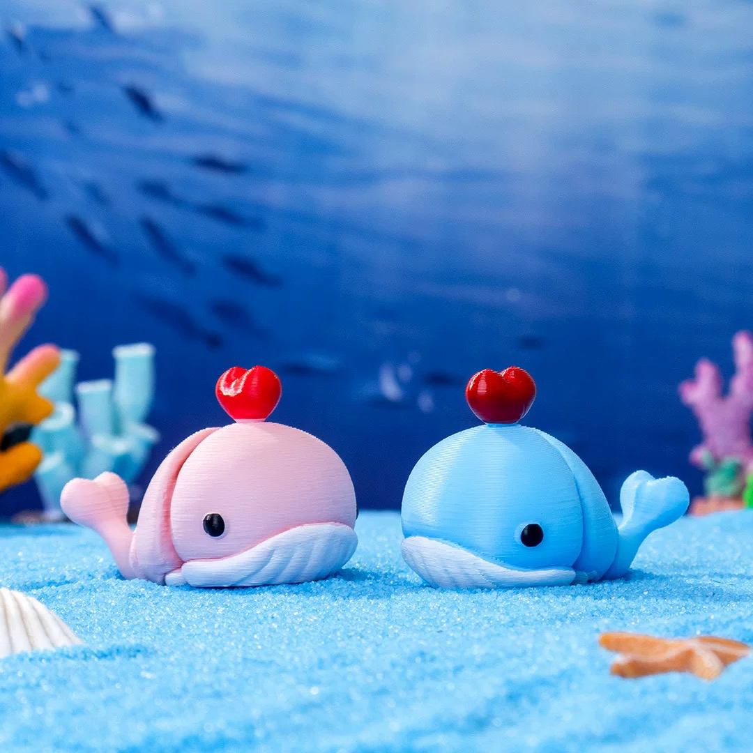 3D打印爱心鲸鱼关节可活动仿真海洋动物玩具手办澡盆戏水模型礼物