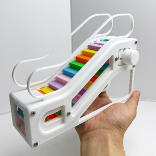 益智自动手扶梯玩具3d打印台阶可动旋钮儿童玩具创意仿真模型电梯